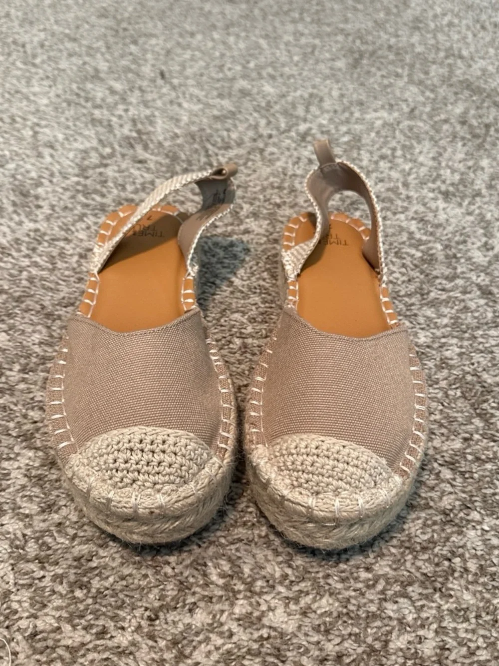 Time and Tru Tan Canvas Espadrille Slingback Flats - Women